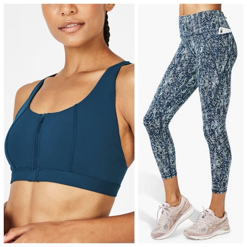 Sweaty Betty Circuit Zip Up Sports Bra & Power Sculpt 7/8 Workout Legging